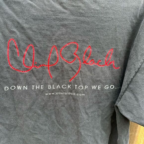 Vintage Clint Black "Down The Black Top We Go" Men's L Vintage T-Shirt Black - Picture 8 of 9